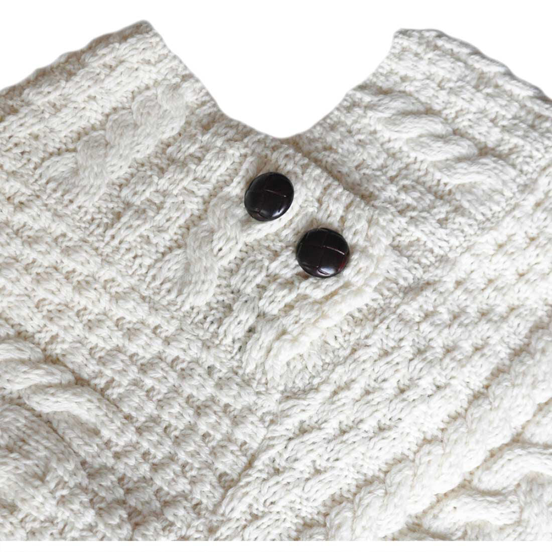 Ladies Aran Knit Natural Poncho