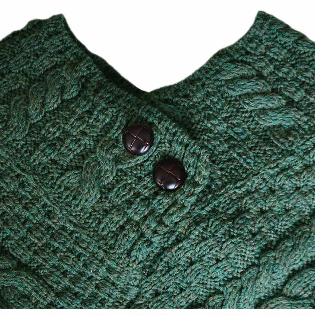 Ladies Aran Connemara Green Poncho