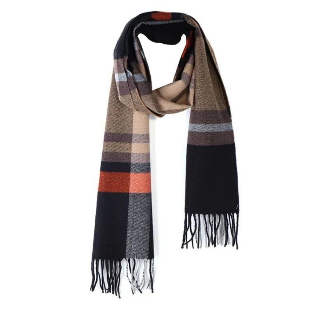 Herringbone Tweed Irish Scarf Rust Black