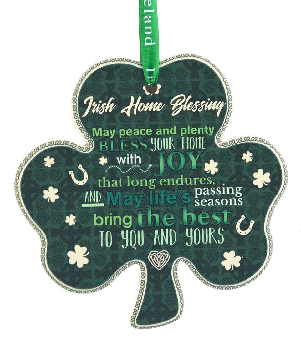 Shamrock-Shaped Ceramic Plaque With Traditional Irish Proverb