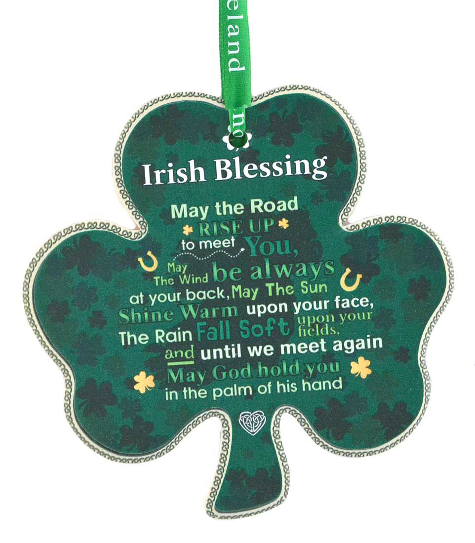 Shamrock-shaped Ceramic Plaque With Traditional Irish Blessing