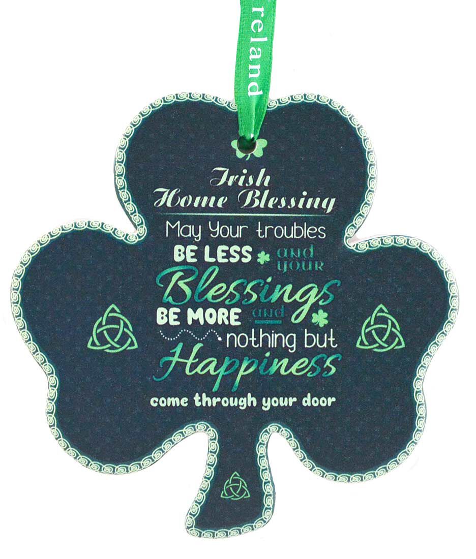 Shamrock-shaped Ceramic Plaque With Traditional Irish Home Blessing