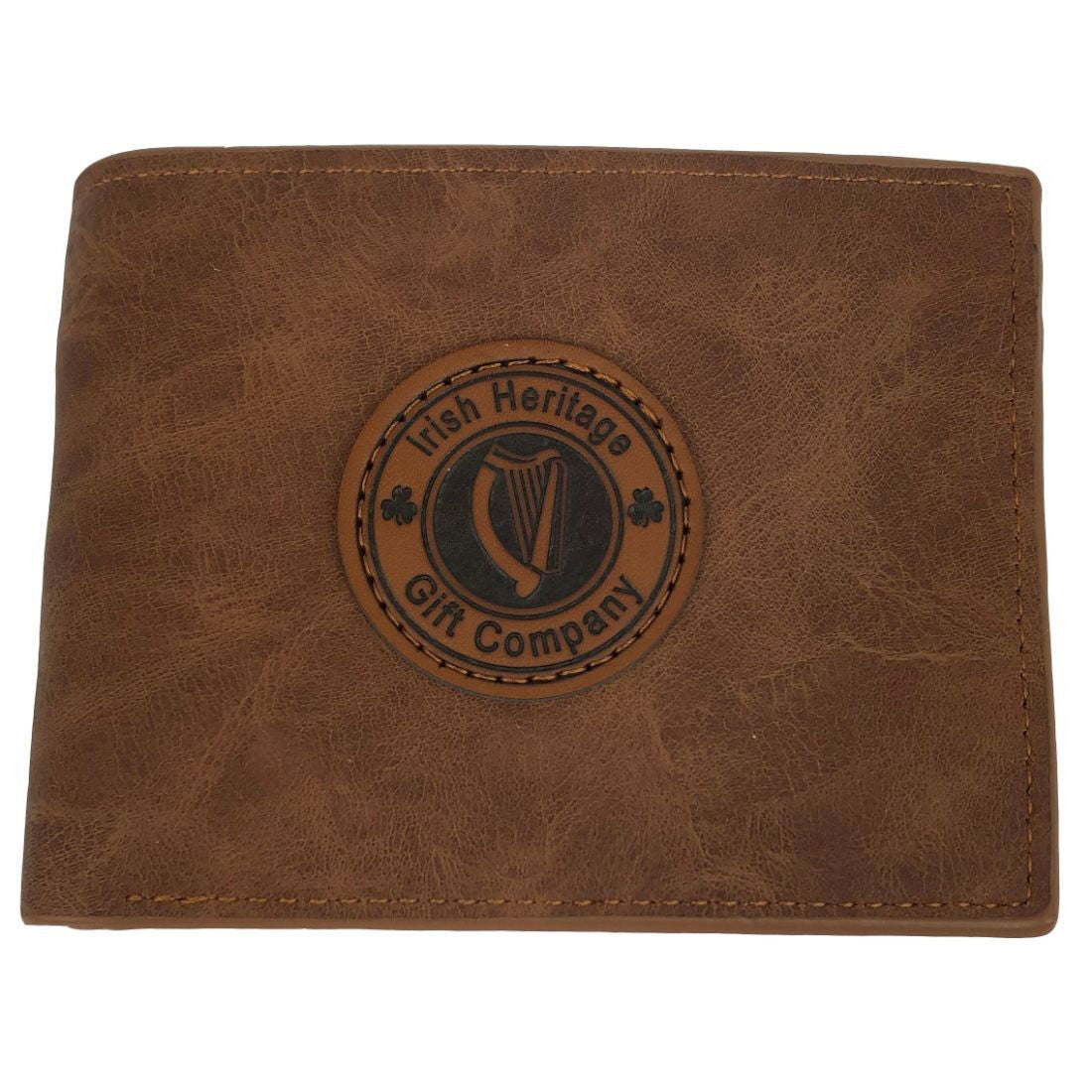 Irish Heritage Gift Company Leather Wallet In Brown With Harp Seal Design