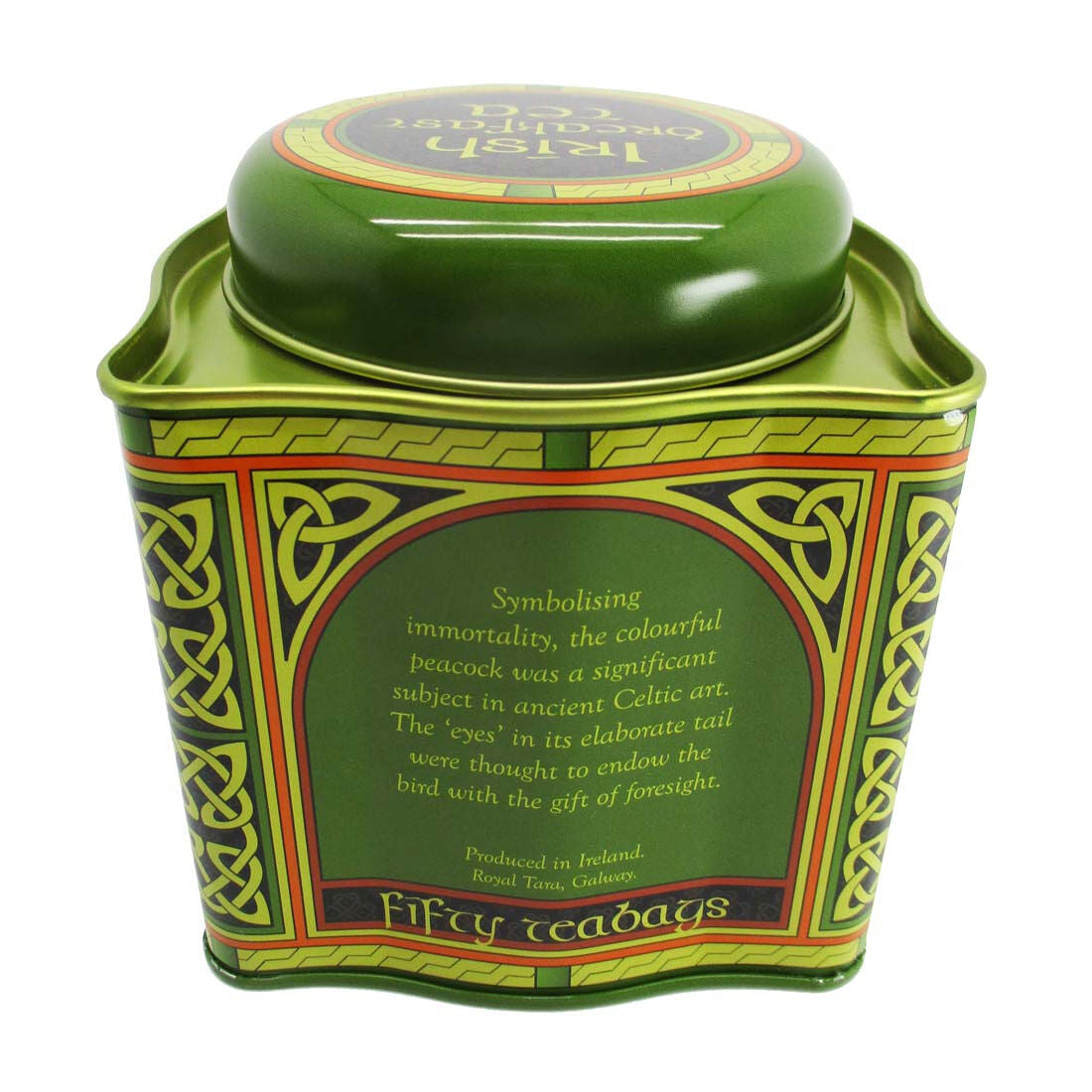 Irish Breakfast Tea Celtic Peacock Irish Weave Designed Tin