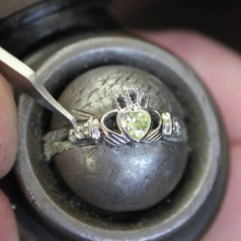 Platinum Plated Claddagh August Birthstone Ring