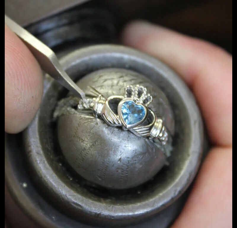 Platinum Plated Claddagh December Birthstone Ring