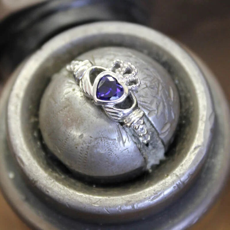 Platinum Plated Claddagh September Birthstone Ring