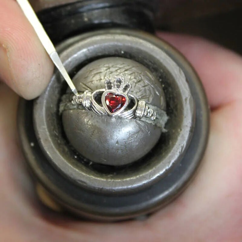 Platinum Plated Claddagh January Birthstone Ring