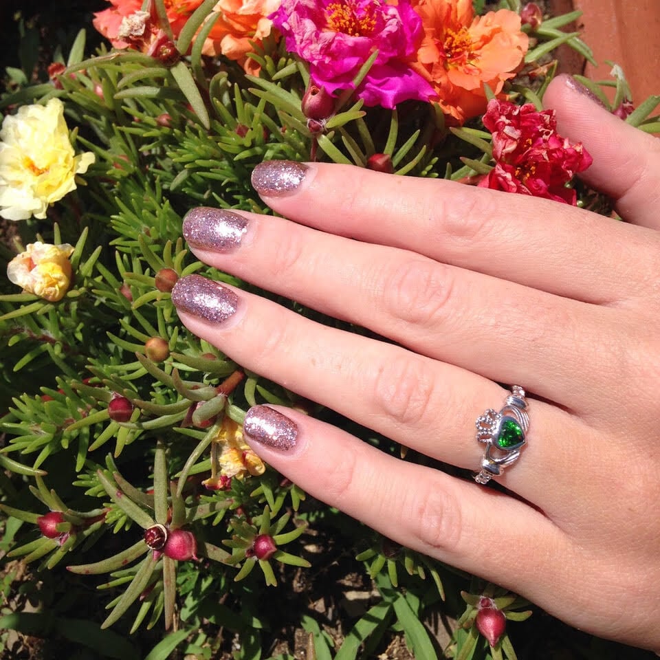Platinum Plated Claddagh May Birthstone Ring