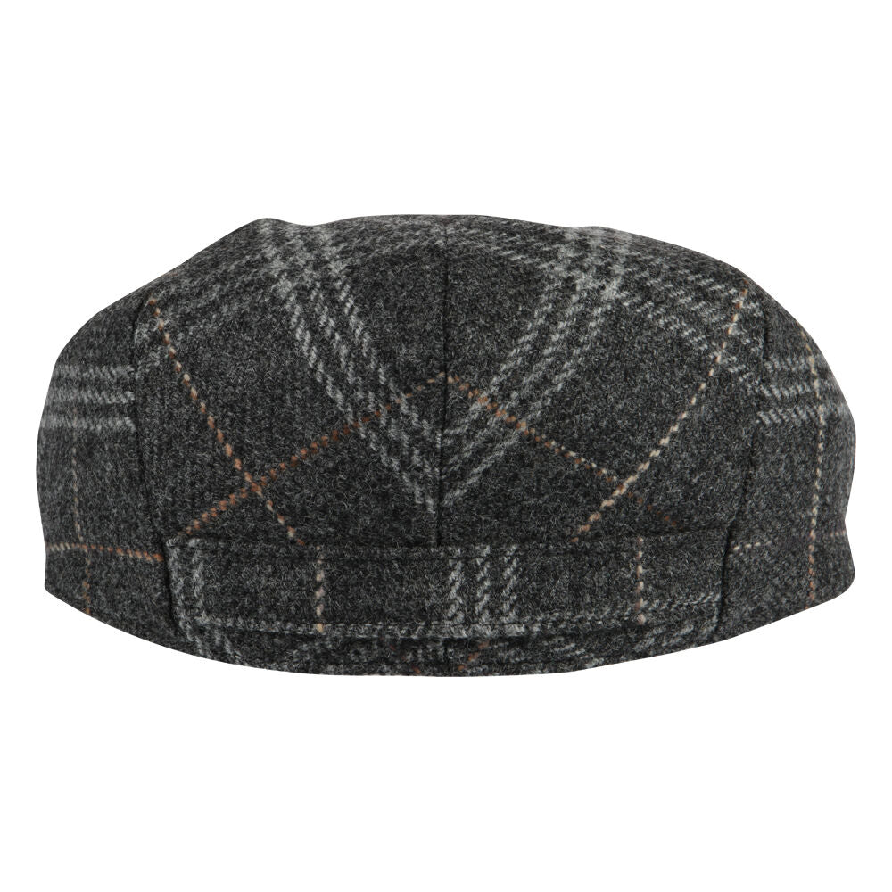 Tweed Herringbone Checkered Grey Flat Cap