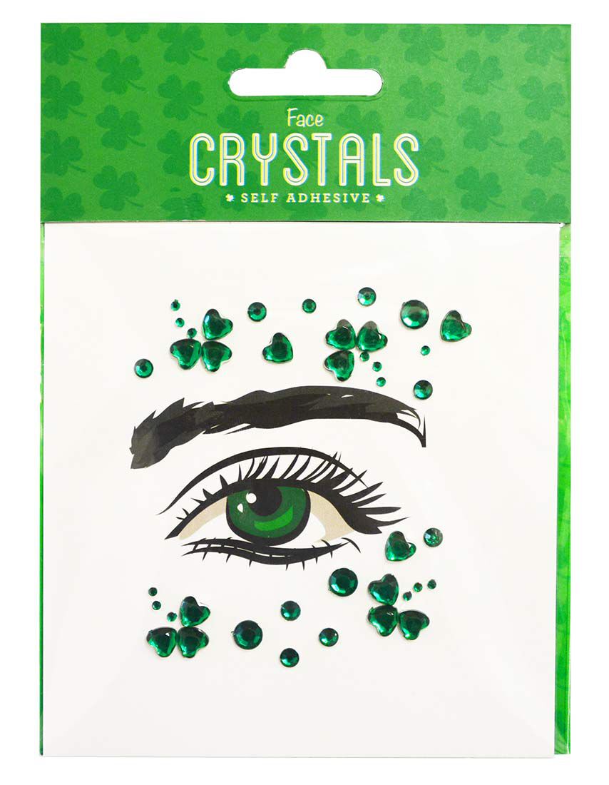 Green Shamrocks & Gems Self Adhesive Glitter Face Crystals