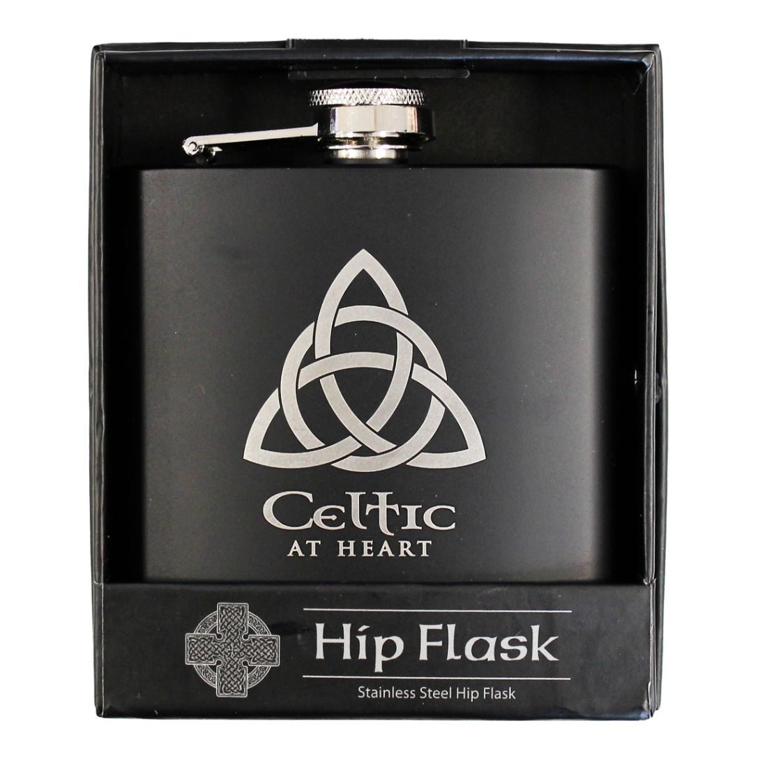 Green Celtic Trinity Knot Designed Stainless Steel 6oz Hip Flask