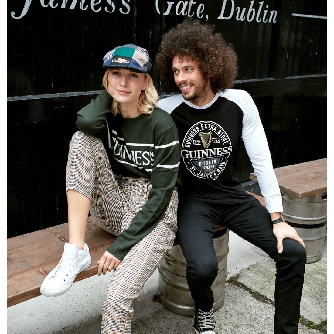 Guinness Long Sleeve Dublin Ireland Black & White T-shirt