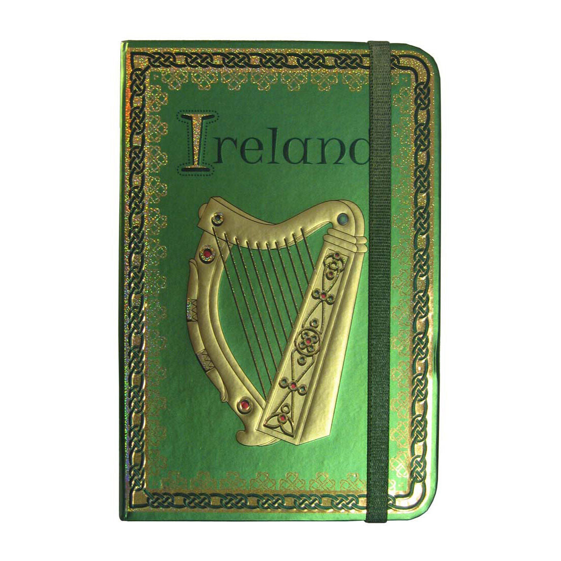 Ireland Harp Foil Notebook With A Celtic & Trinity Designed Border