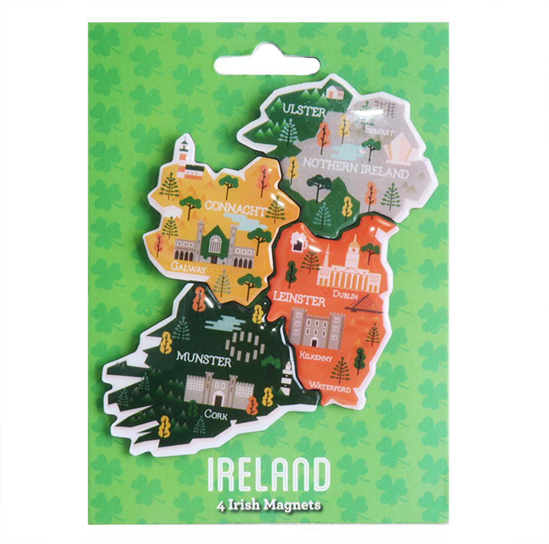 Map Of Ireland 4 Pack Magnet