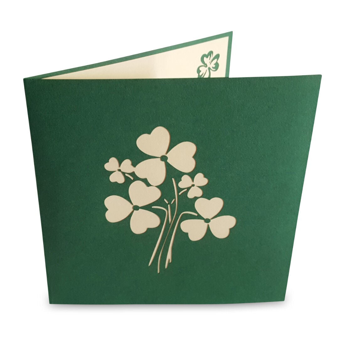 Pop-up Card With A Bunch Of Green Shamrocks Design