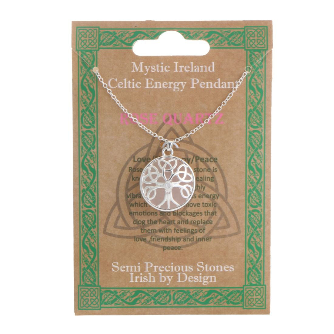 Rose Quartz Stone Celtic Energy Necklace