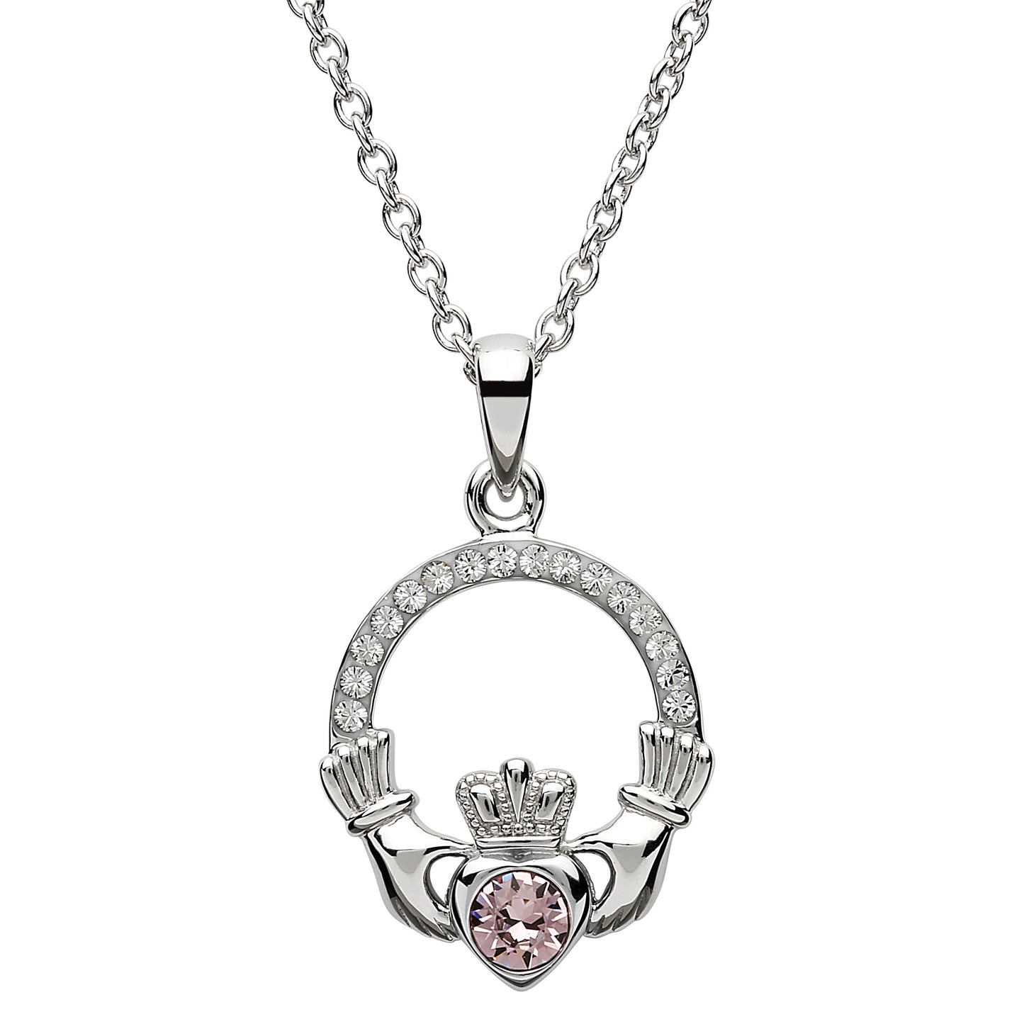 Shanore Claddagh June Alexandrite Birthstone necklace Adorned With Crystal