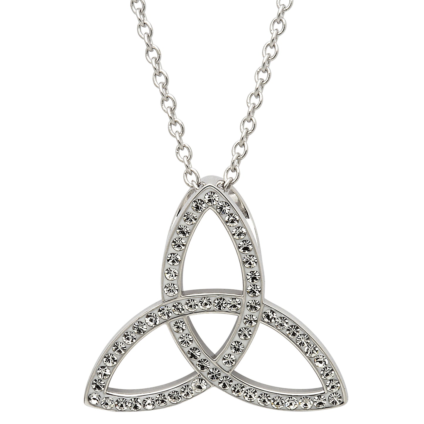 Platinum Plated Trinity necklace With Clear Crystals