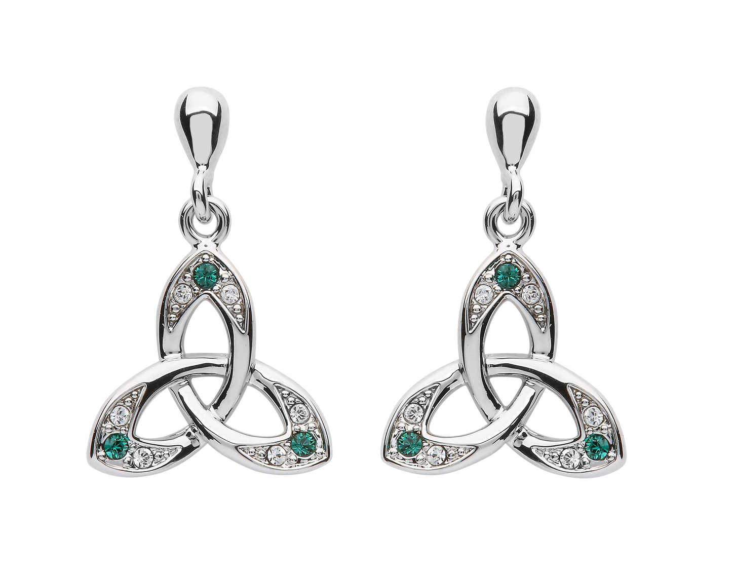 Platinum Plated Trinity Knot Drop Earrings