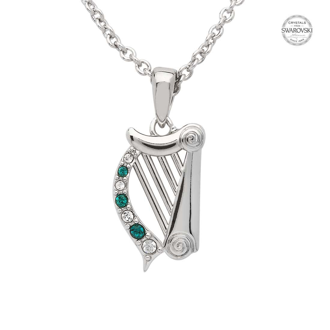 Platinum Plated Harp Necklace