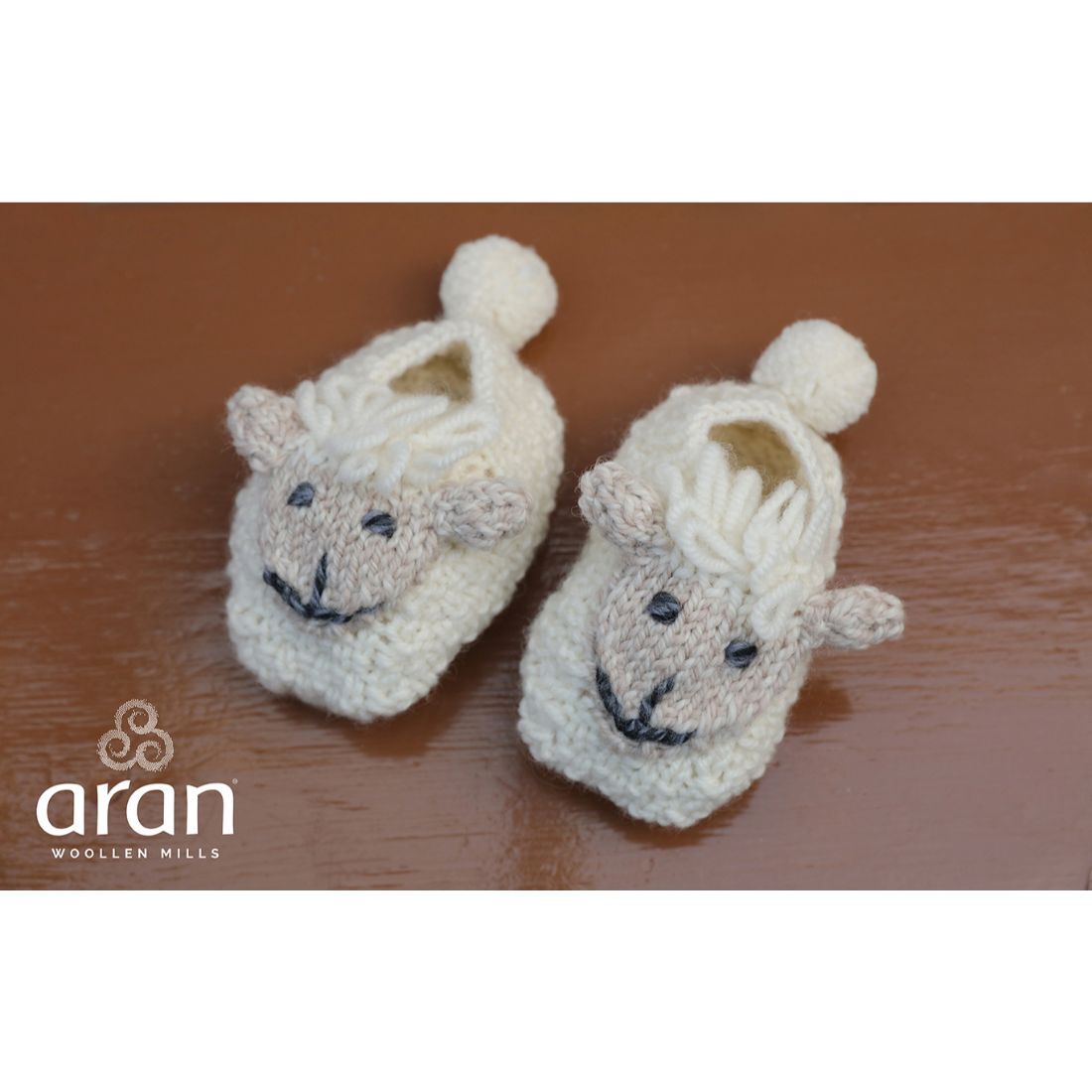 Irish Aran Baby Shepley Woollen Booties With Cute Sheep Design