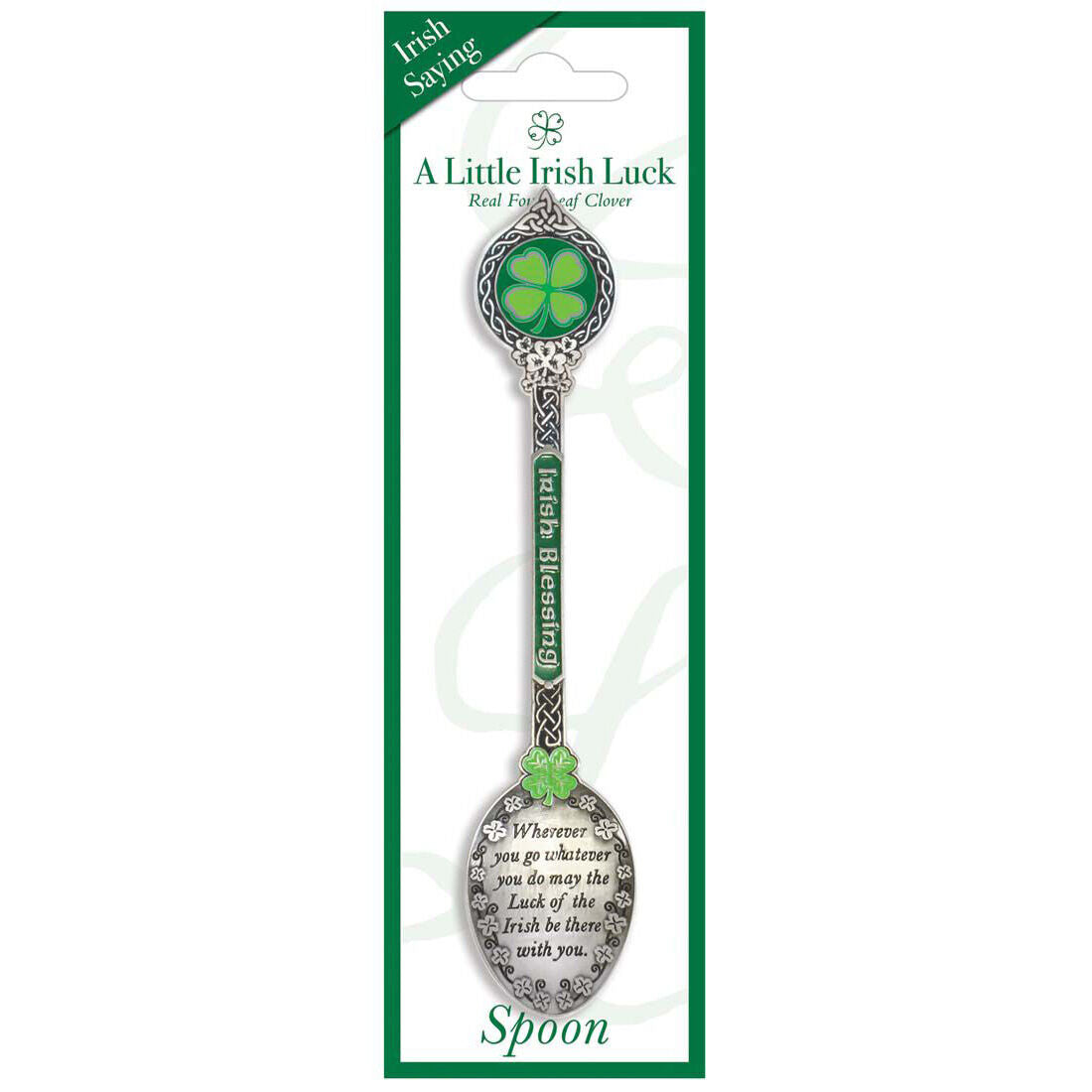 Clover Collectable Spoon With Irish Saying & Irish Blessing Text