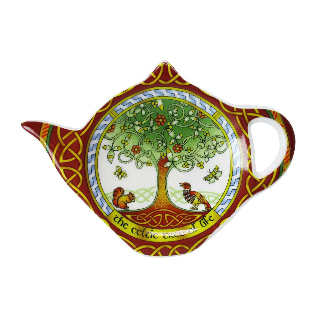 New Bone China Teabag Holder With Celtic Tree Of Life Design 8cmx11cm