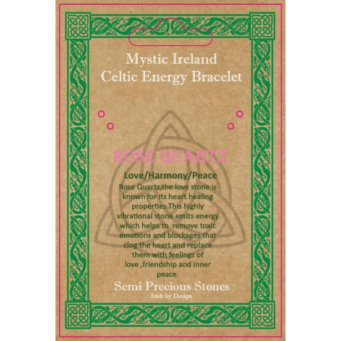 Rose Quartz Stone Celtic Energy Necklace