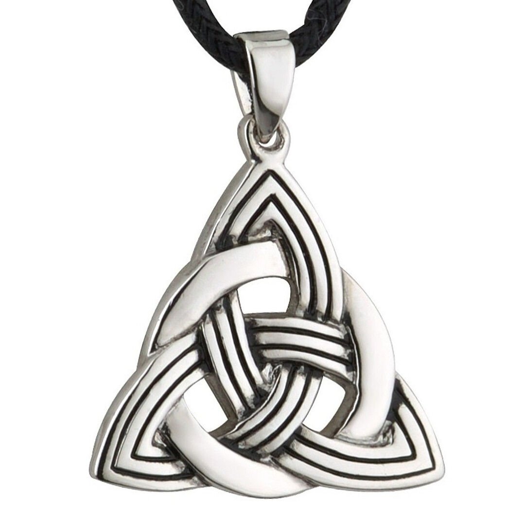 Unique Pewter Style Celtic Trinity Knot Designed Necklace On Cord