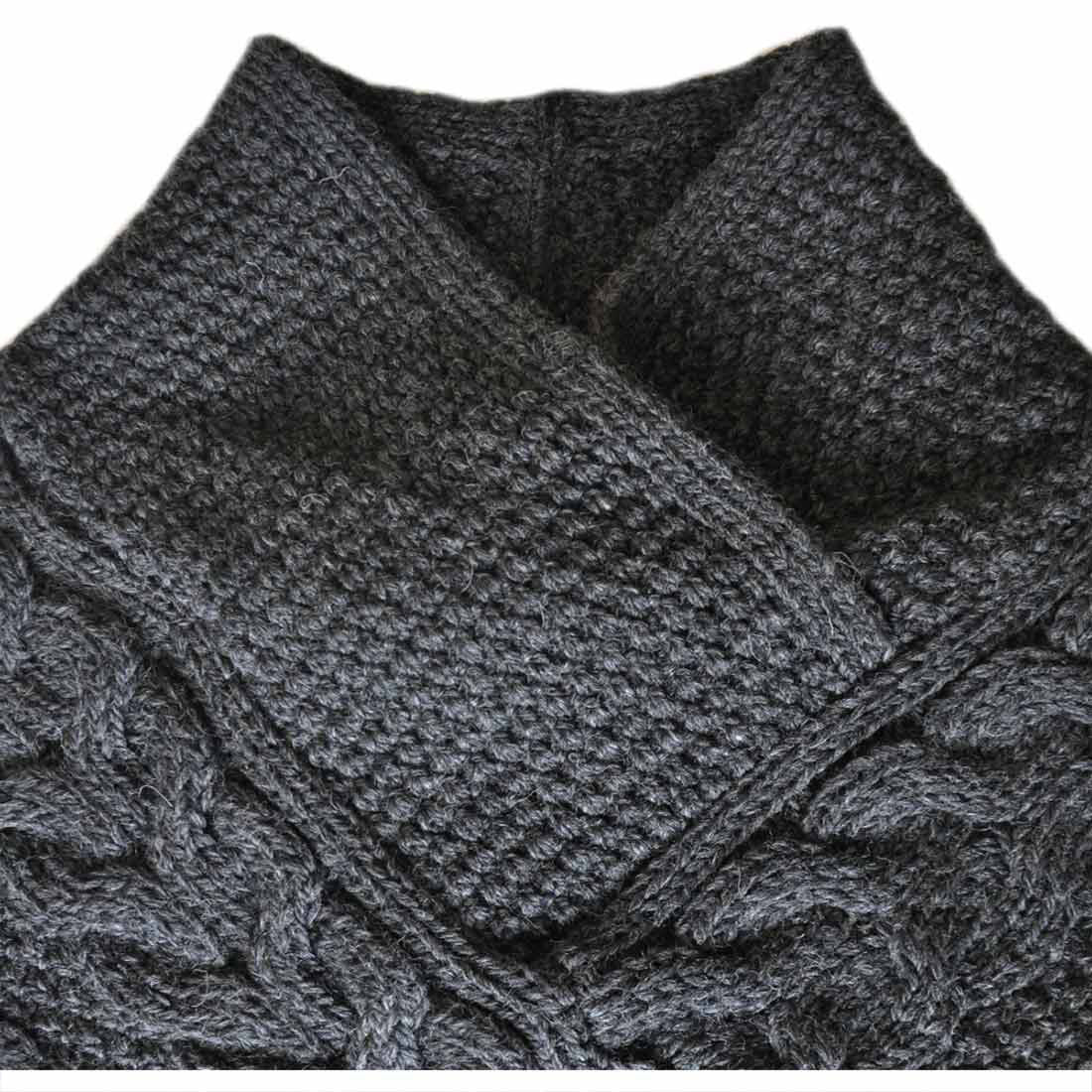 Ladies Aran Cable Knit Charcoal Poncho