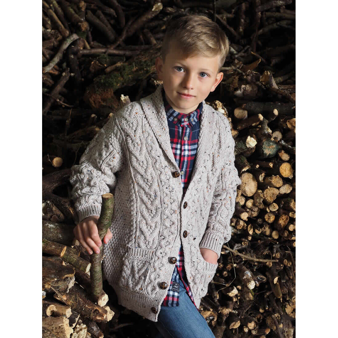 Childrens Merino Wool Oatmeal Cardigan