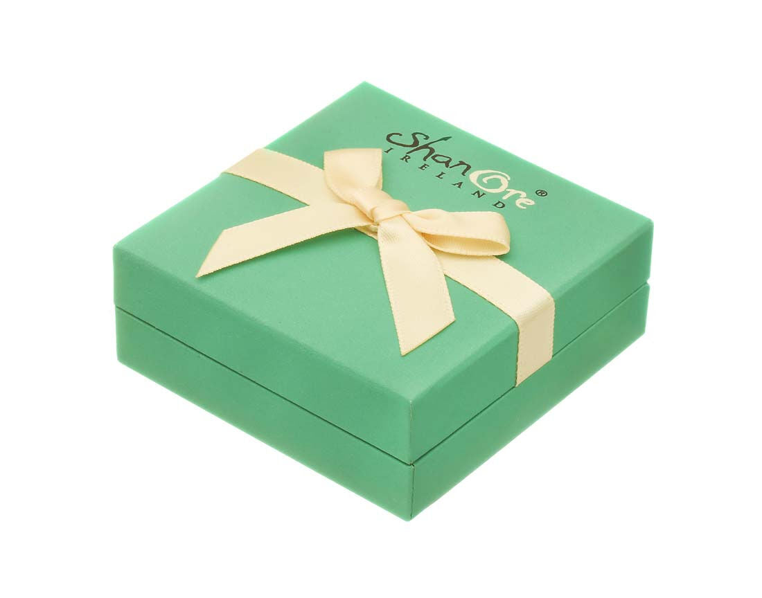 Platinum Plated Shamrock Drop Earrings With Clear Crystals