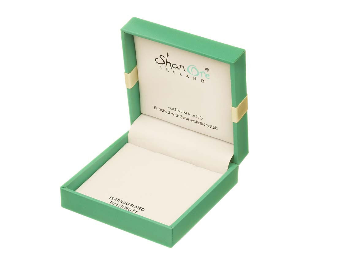 Platinum Plated Trinity Knot Necklace With Blue Crystals