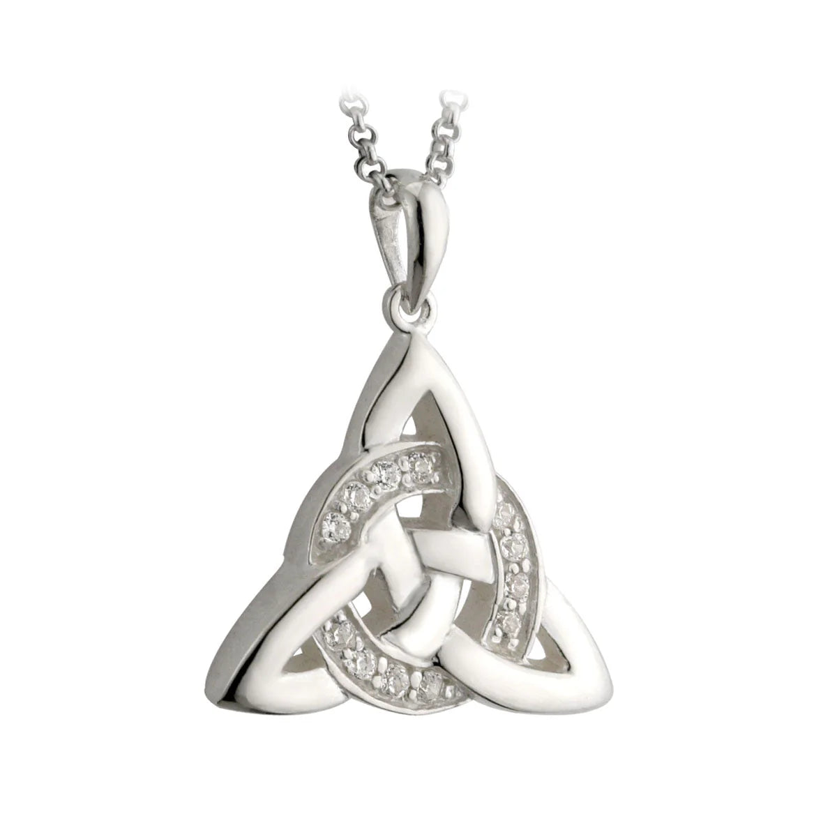 Silver Cubic Zirconia Celtic Knot Necklace