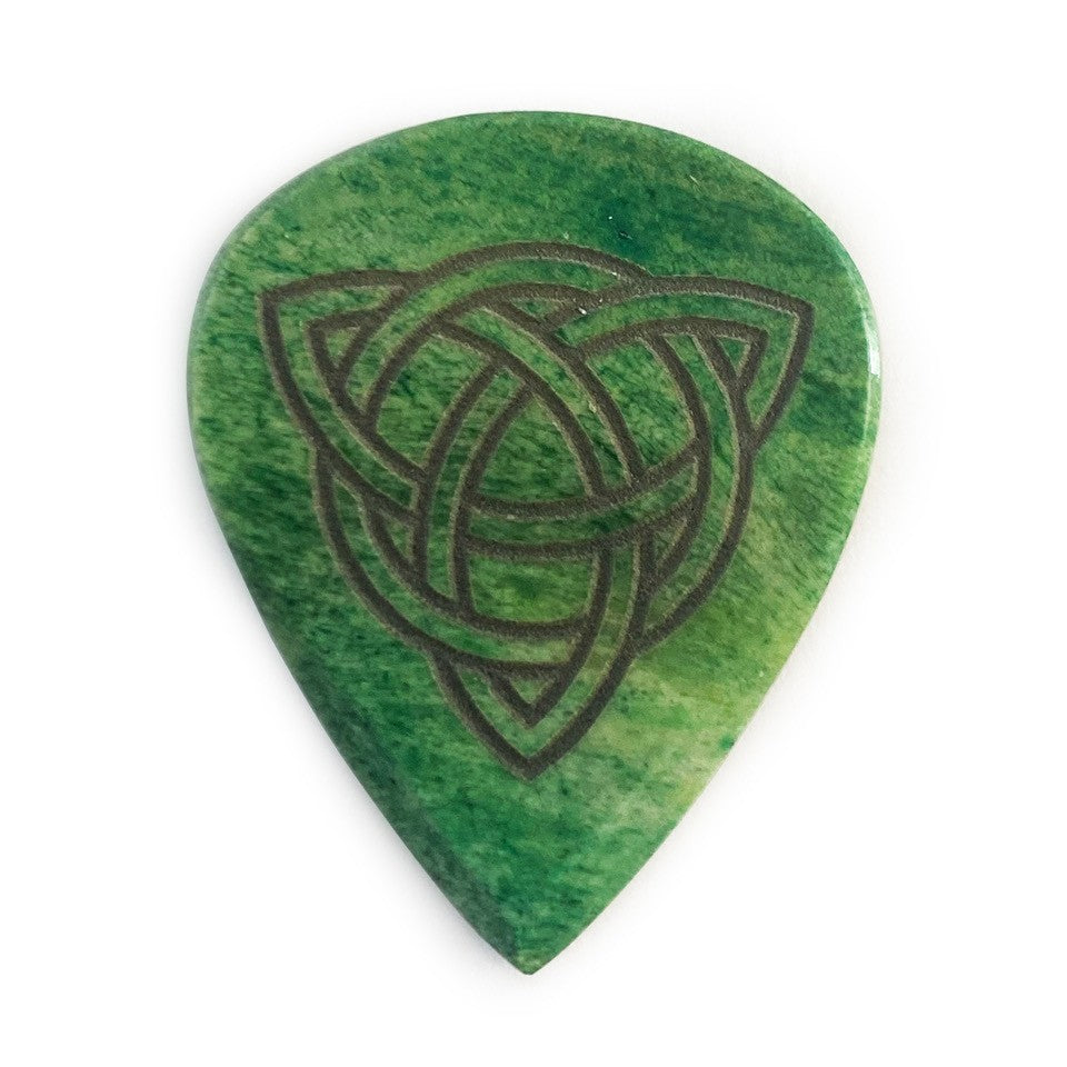Buffalo Bone Trinity Knot Green Guitar Pick