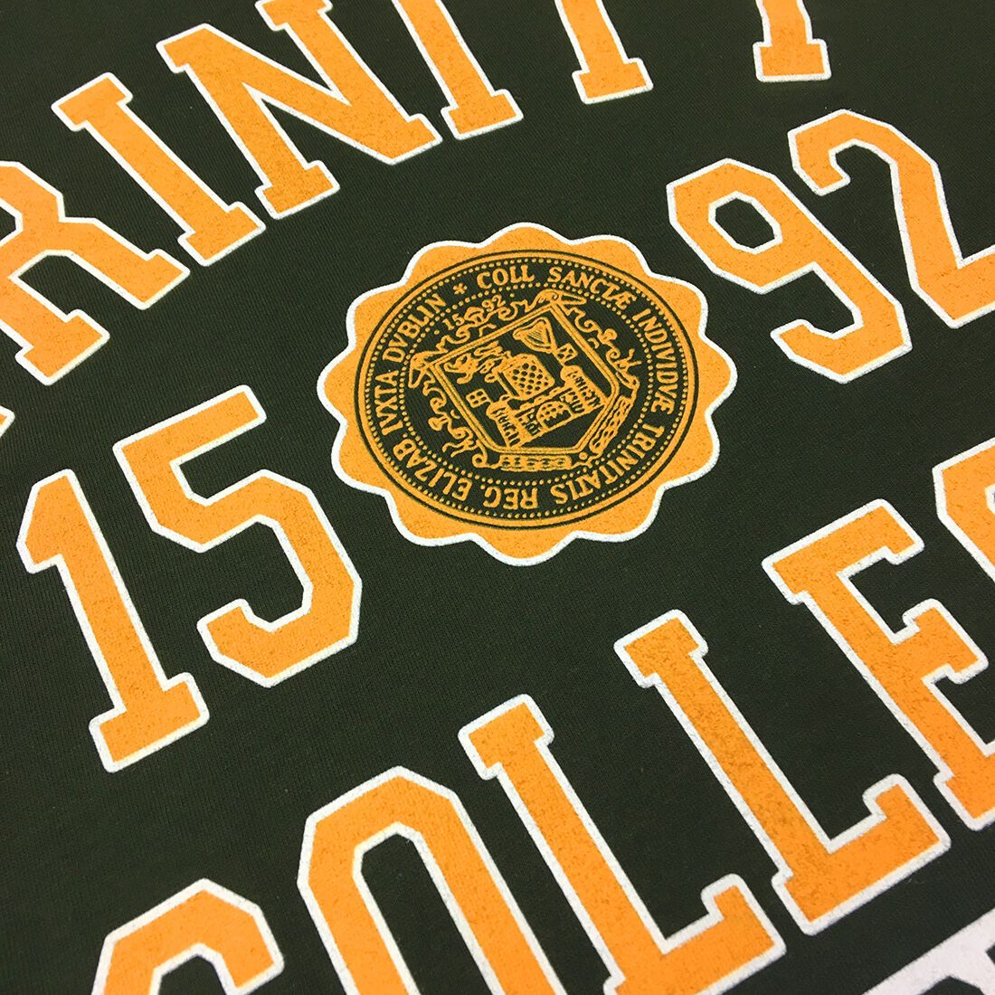 Trinity College Dublin Varsity Bottle Green with Yellow Print T-Shirt