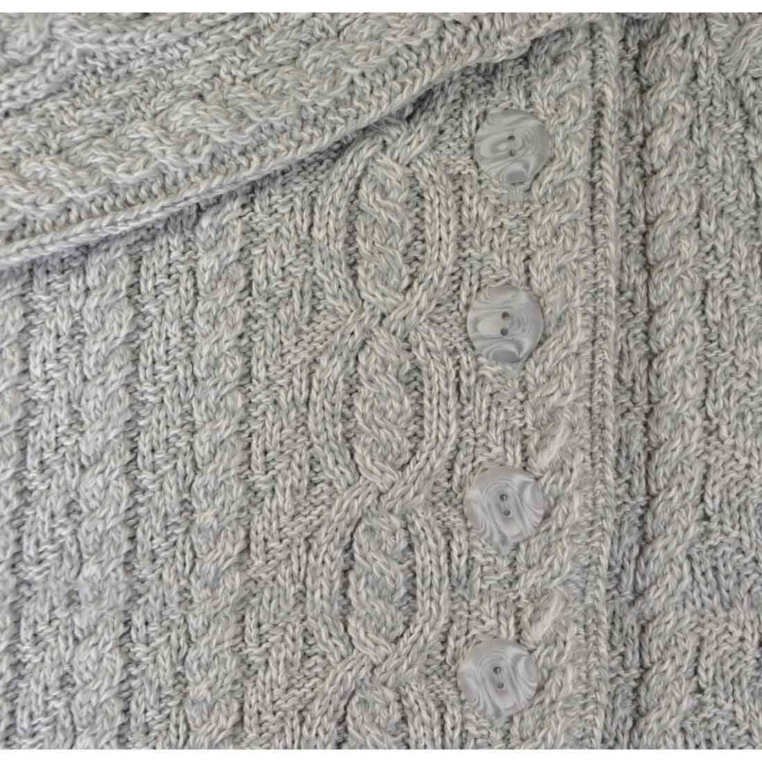 Ladies Chunky Collar Aran Light Grey Coat