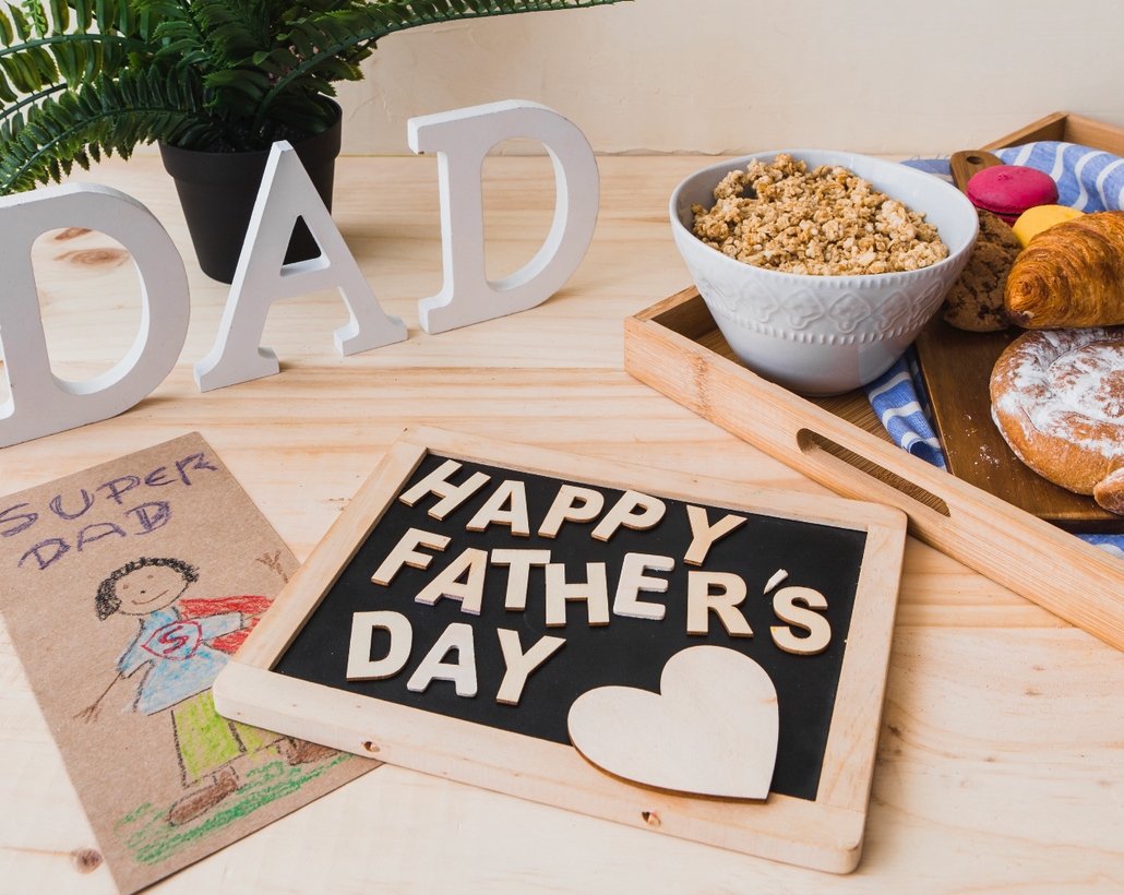Father's day sign and breakfast