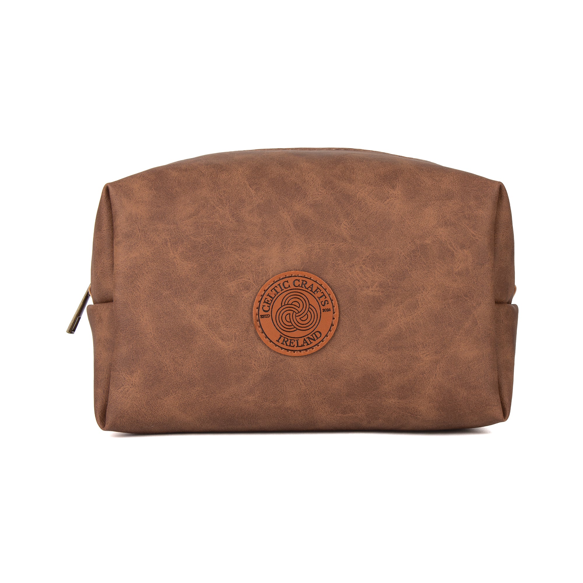 Celtic Crafts Ireland Brown Leather Square Wash Bag
