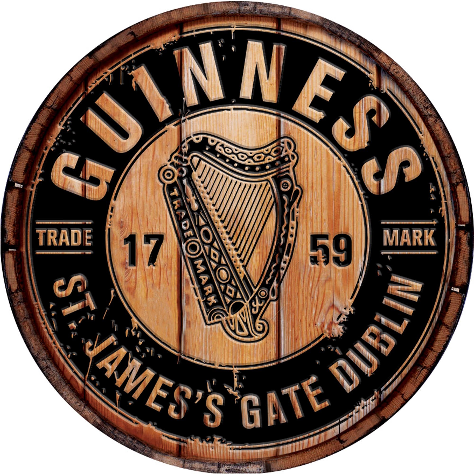 Guinness Wooden Sign Bottle Top Round Coaster