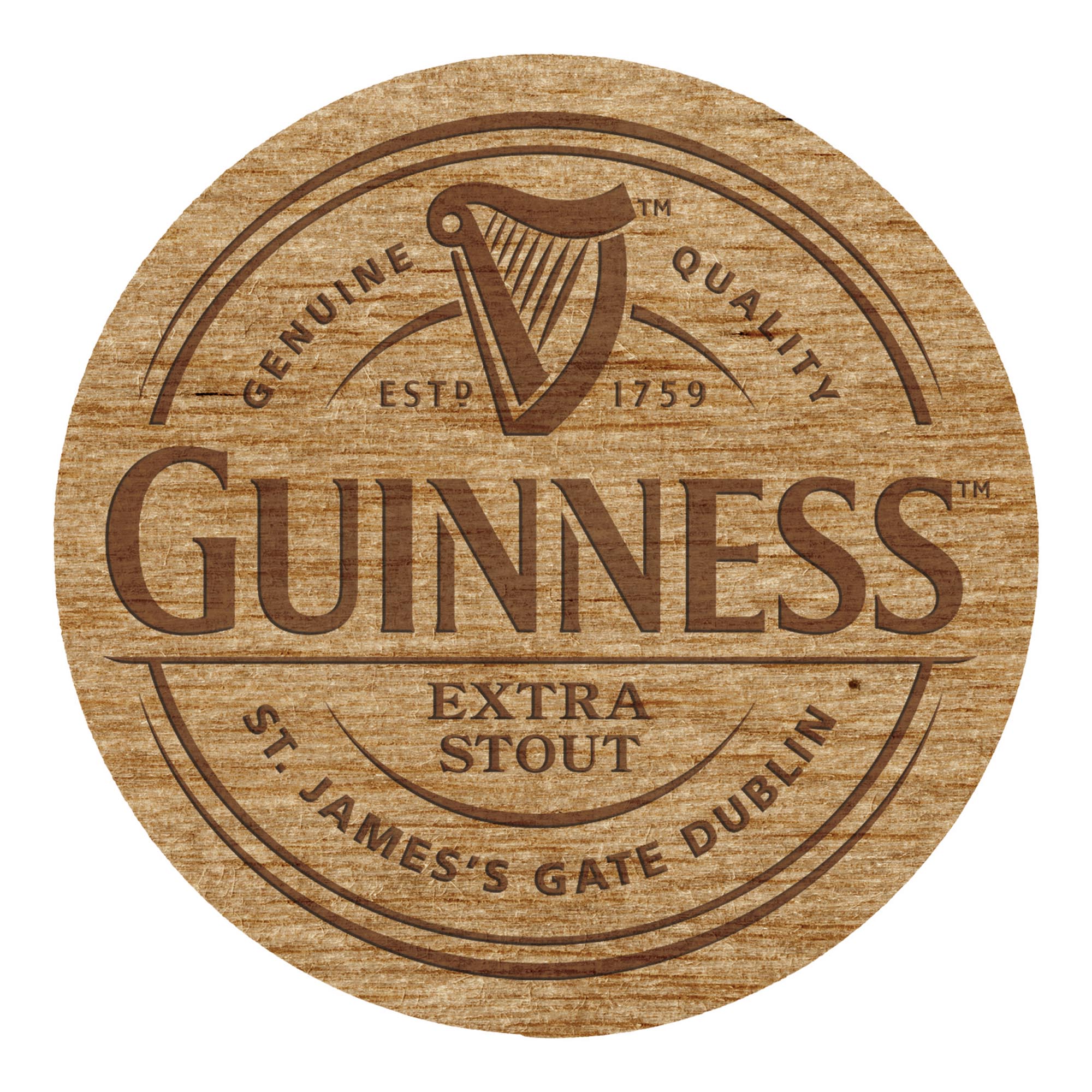 Guinness Harp Wooden Coaster