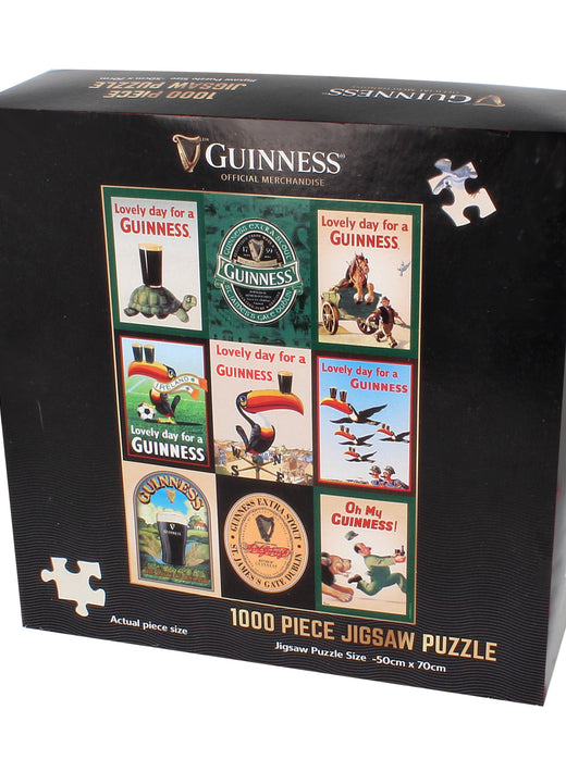 Box of Guinness 1000 piece jigsaw puzzle with vintage ad illustrations
