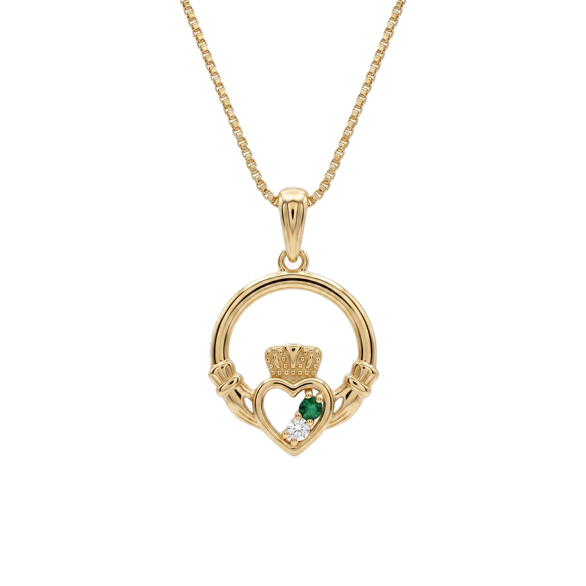 Claddagh Two Stone Gold Vermeil Pendant 