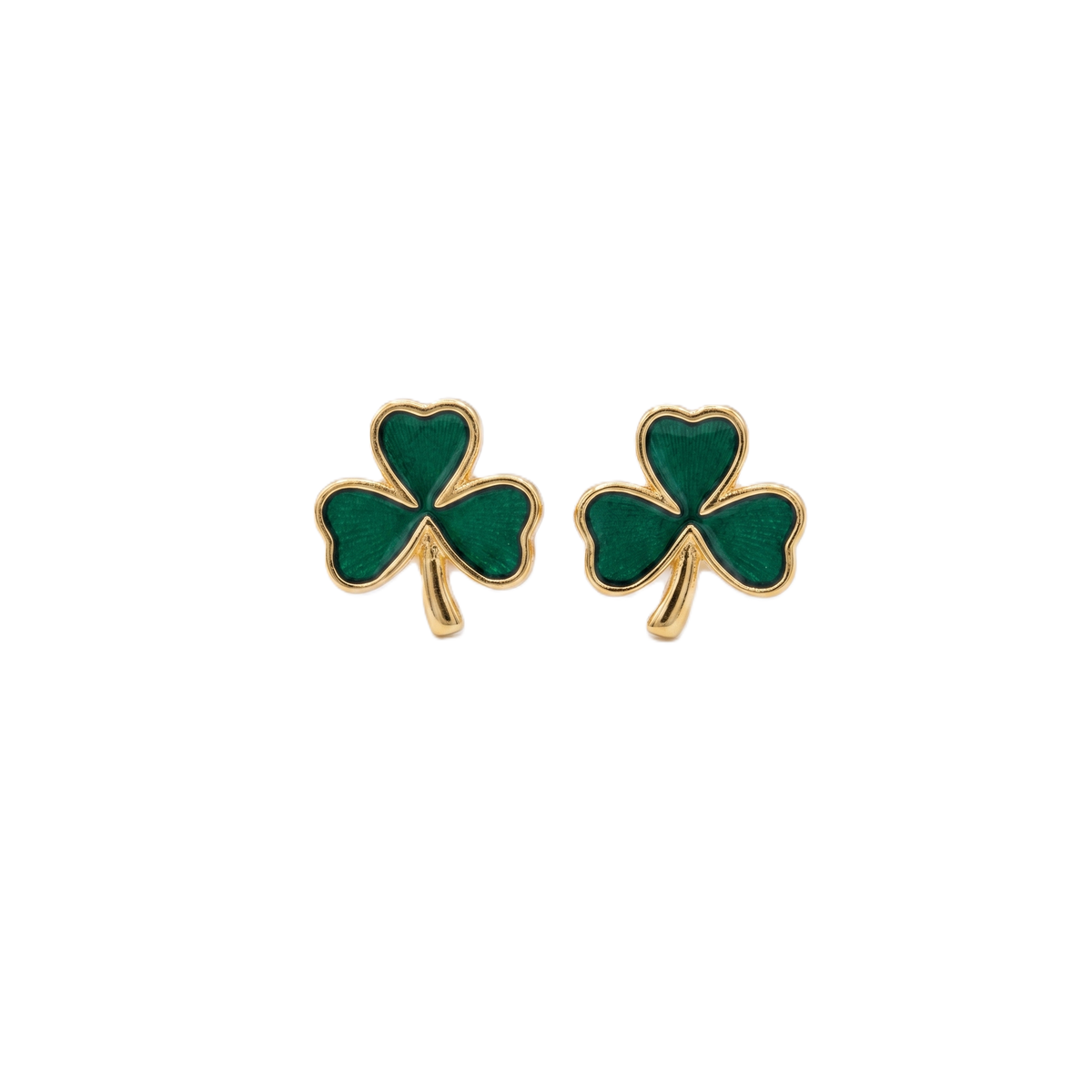 Shamrock Green Enamel Gold Vermeil Earrings 