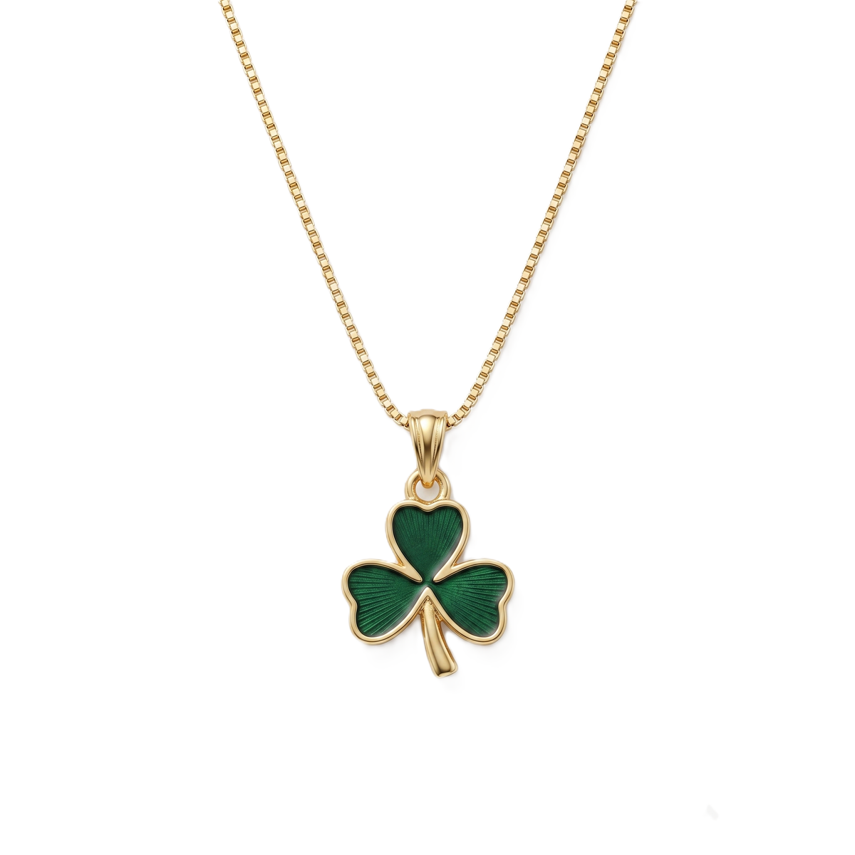 Shamrock Green Enamel Gold Vermeil Pendant 