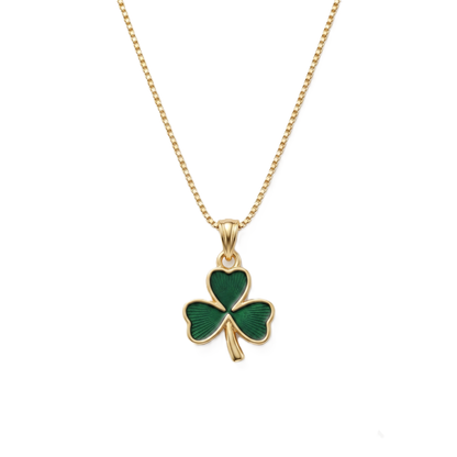 Shamrock Green Enamel Gold Vermeil Pendant