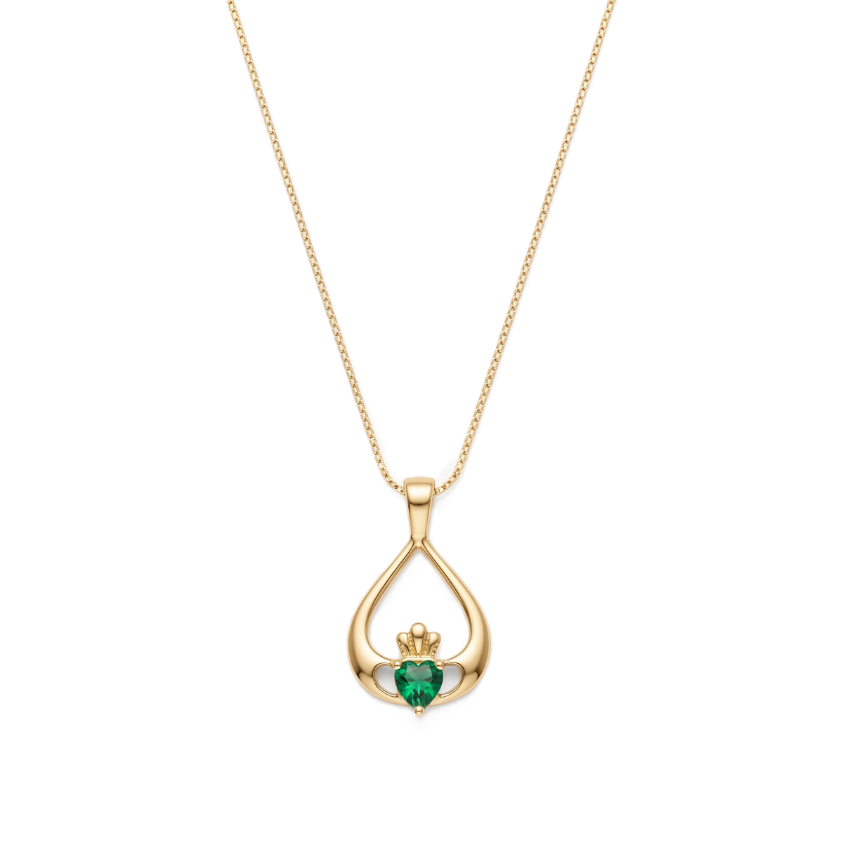 Claddagh Green Teardrop Silver Pendant