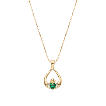Claddagh Green Teardrop Silver Pendant