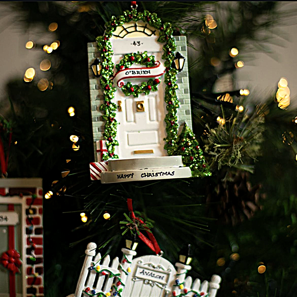 Festive Front Door Personalised Christmas Decoration 
